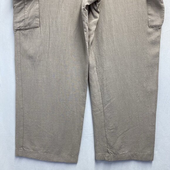 Adrienne Vittadini High Waisted Wide Leg Cargo Pants Women XL Beige Side Pockets - Picture 13 of 16